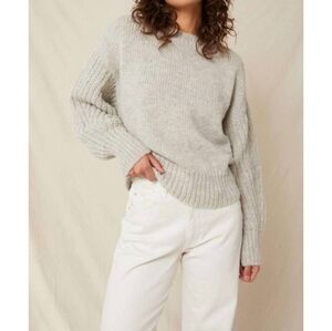 NEW  AMO  Ada Heather Gray Crew Neck Sweater Baby Alpaca
